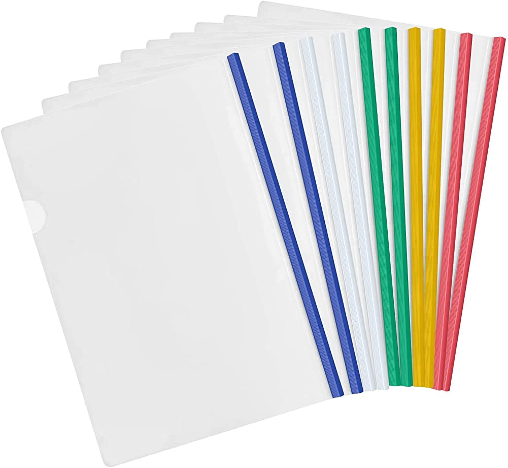 10 Pcs Clear A4 Slide Binder Folders, Sliding Bar Report Covers