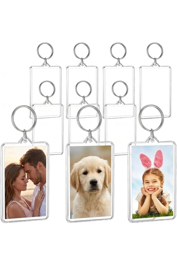 10 Pcs Clear Acrylic Photo Keychain Blanks 2x3 Inch, Personalized DIY Keyring Holder for Crafts, Gifts, Wallet Photos & Party Favors