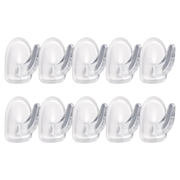 10 Pcs Clear Adhesive Hooks for Hanging, Reusable Seamless Hanger, Plastic Small Acrylic Sticky Wall Hooks with Non Marking Sticker for Home Kitchen Bathroom Bedroom, 0.79 Inch