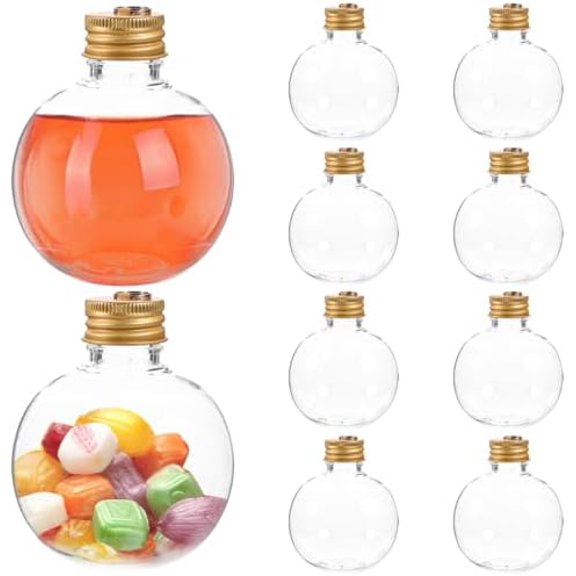 10 Pcs Clear Christmas Drink Balls 150ml Fillable Ornaments Booze Balls for Xmas Tree Party Decor Plastic Water Bottle Bulbs Shape Christmas Ornaments