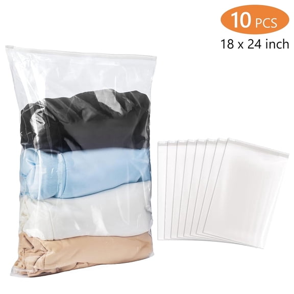 10 Pcs Clear Clothing Bags transparent Cellophane Plastic Bags 18 x 24 inch Self Sealing Packaging Bags for Shirts Clothing Products