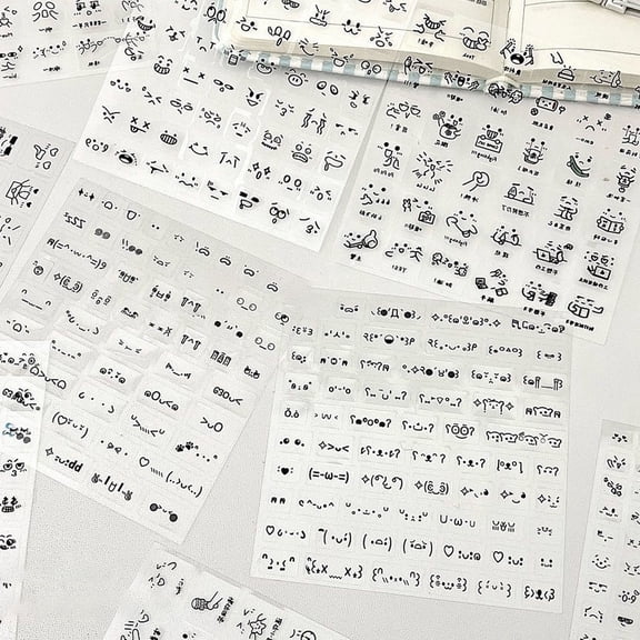 10 Pcs Clear Emoticon Stickers - Decals for Scrapbooking, Diaries & Phone Decor