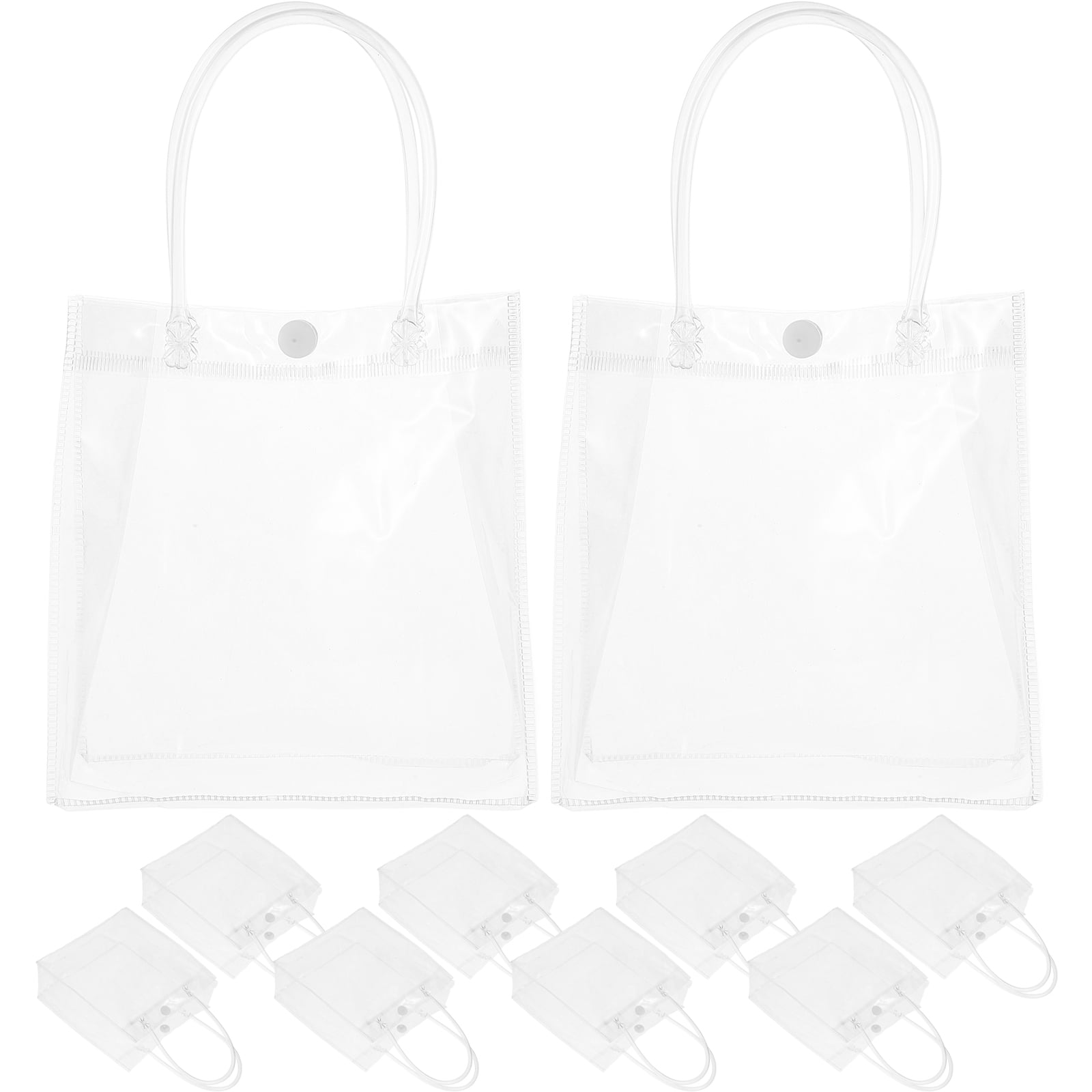 10 Pcs Clear Plastic Bags with Handles Goodie Bride Transparent