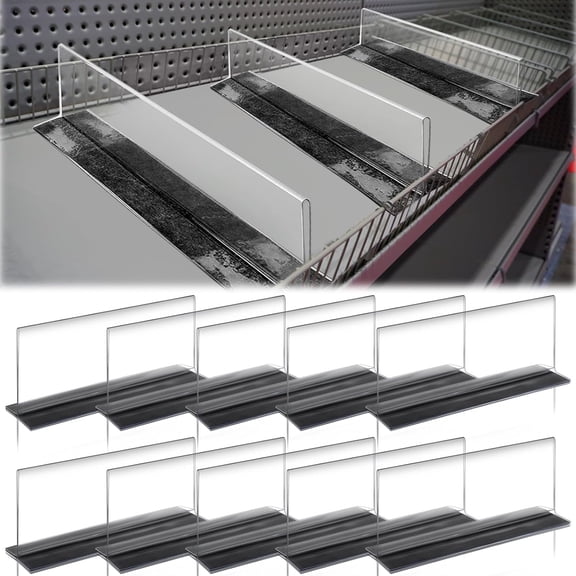 10 Pcs Clear Shelf Divider with Magnetic 8" L x 2" W x 3" H Plastic Shelf Separator Closet Divider, Clapboard Baffle for Storage Bedroom Bathroom Kitchen Office Supermarket Organization
