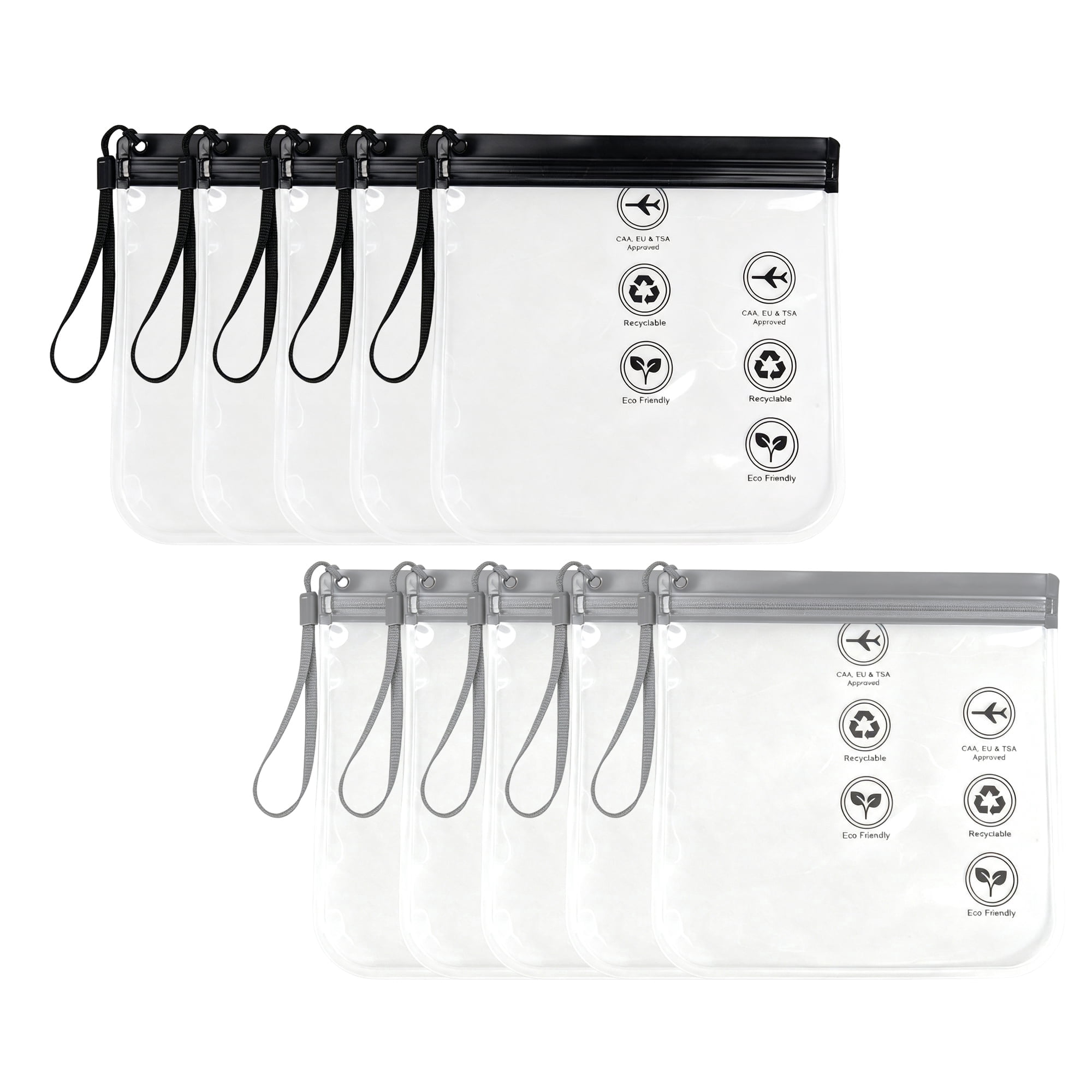 10 Pcs Clear Waterproof Leakproof Travel Zipper Pouches with Wrist ...