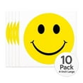 thumbnail image 1 of 10 Pack 4-Inch Smiley Face Stickers – Large Green Reward Stickers for Kids, Waterproof Classroom Teacher Supplies, Party Favors & Wall Decorations, 1 of 5