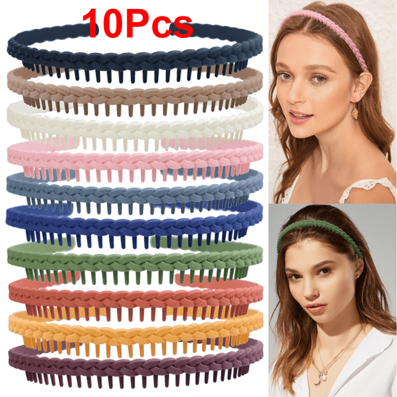 10 Pcs Colorful Fashion Effortless Plastic Headbands with Teeth No Slip Comb Hair Bands for Women, Men, Teen Girls