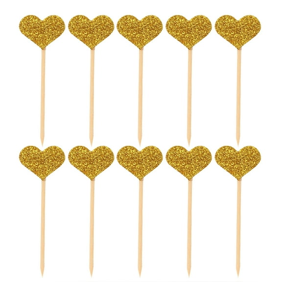 10 Pcs Colorful Glittering Heart Birthday Cake Topper Party Wedding Food Decor ,Food Baby Shower Decor and Cupcake Party Picks