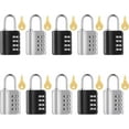 10 Pcs Combination Padlock, 4 Digit Combination Lock with Keys, Locker Resettable Security Lock