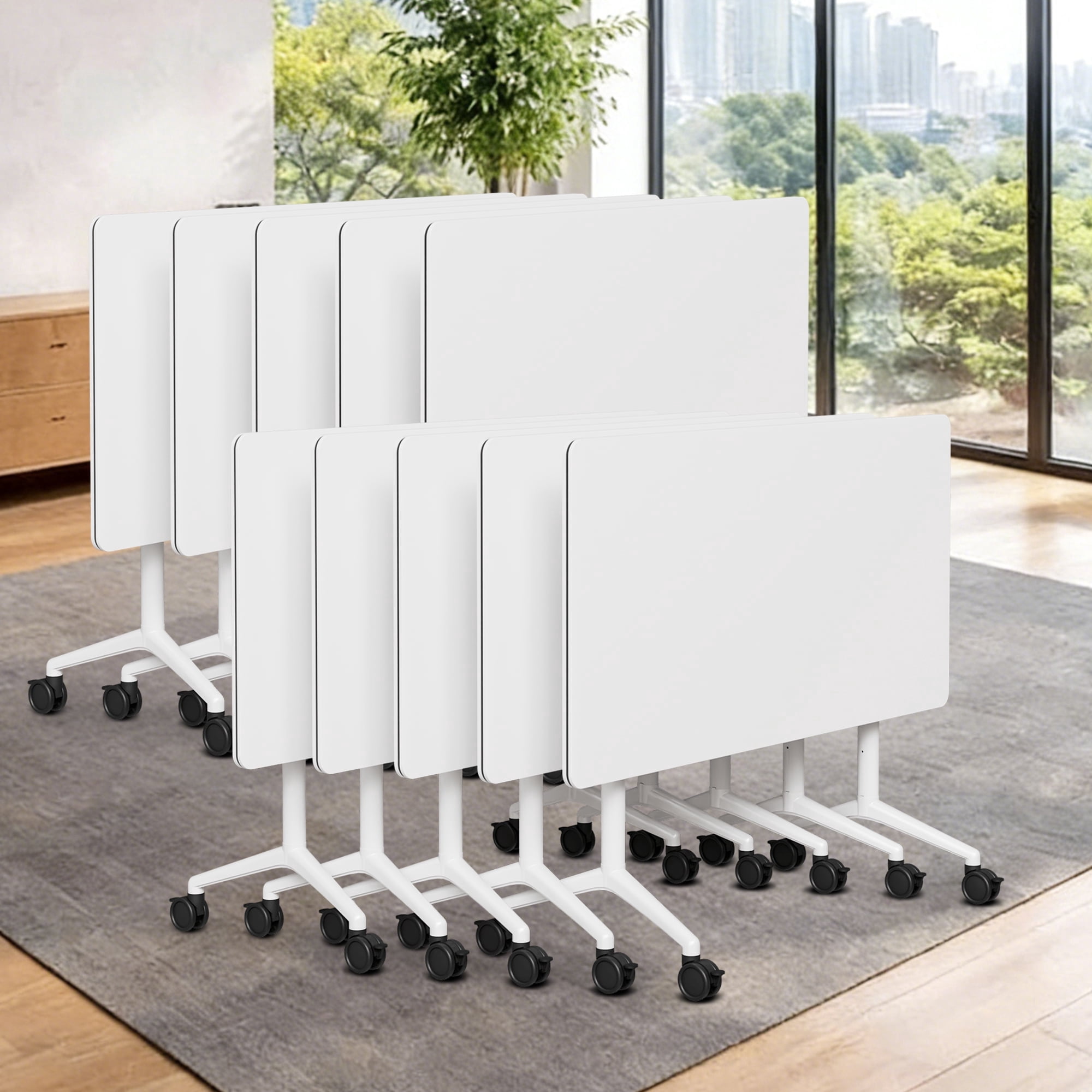 10 Pcs Conference Table, 55.1in Office Folding Conference Room Tables ...