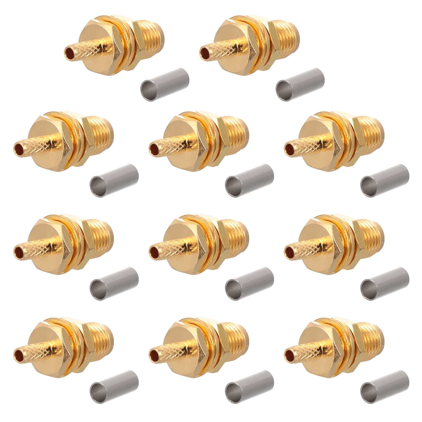 10 Pcs Connector Female Coaxial Adapter RG Coax Cable Cable Adaptador Copper Coaxial Adapter Copper Coax Adapter