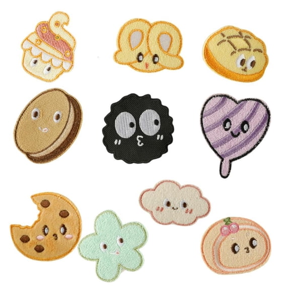 10 Pcs Cookie Repair Patches Iron on Patches Hamburger Embroidery Patches