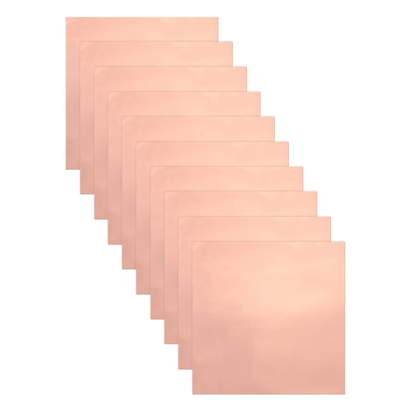 10 Pcs Copper Foil Tape Conductive Adhesive, 10"(250mm) Width x 10"(250mm) Length, 0.05mm Thickness, Slug Shielding Barrier for Slug Stained Glass Guitars Soldering Gardens