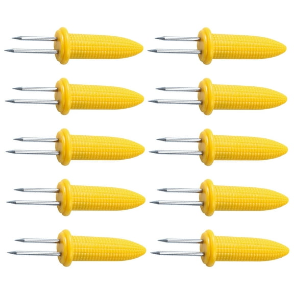 10 Pcs Corn Holders Set, Stainless Steel Corn Cob Holders, Corn on The Cob Skewers for BBQ, Durable Anti-Scald Corn on the Cob holders with Storage Box for Home Cooking Forks, Yellow