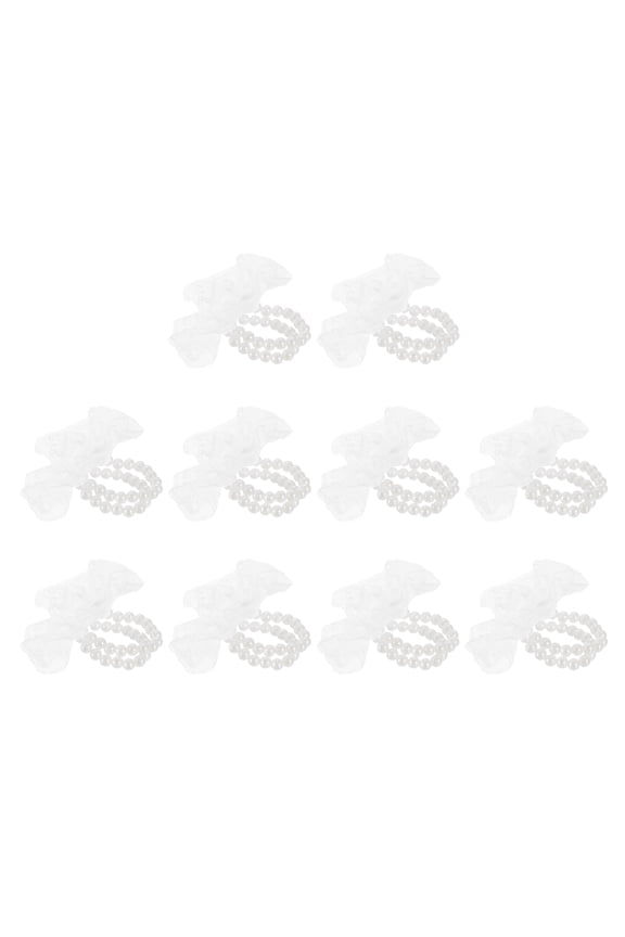 10 Pcs Corsage Wristlet Lace Pearls Wrist DIY Corsage Bracelets Flower Kit White