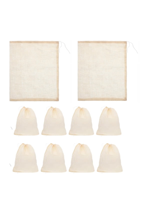 10 Pcs Cotton Drawstring Bags, Reusable Muslin Bag Natural Cotton Bags with Drawstring Produce Bags Bulk Gift Bag Jewelry Pouch for Party Wedding Home Storage, 5.11x6.3 Inch, Beige