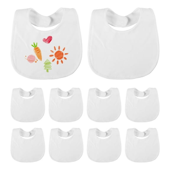 10 Pcs Cotton Soft Baby Bib Absorbent White Baby Drooling Bib Adjustable Size Babe Drool Napkin for Newborn Girl Boy