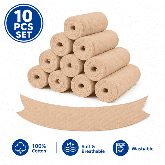 10 Pcs Cotton Tummy Liners for Under Belly Sweat, Washable Skin Fold Pads for Sweat Rash
