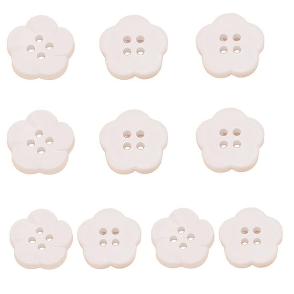 10 Pcs Craft Buttons Flower Shape Buttons 4 Holes Buttons Resin Buttons Coat Buttons Sewing Buttons