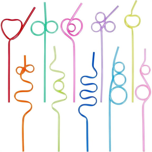 10 Pcs Crazy Straws,10.2x0.24In Reusable Plastic Curly Crazy Drinking Straws for Classroom,Colorful Bendy Straws for Gift,Christmas