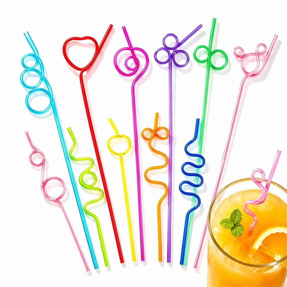 10 Pcs Crazy Straws,10.2x0.24In Reusable Plastic Curly Crazy Drinking Straws for Classroom,Colorful Bendy Straws for Gift,Christmas