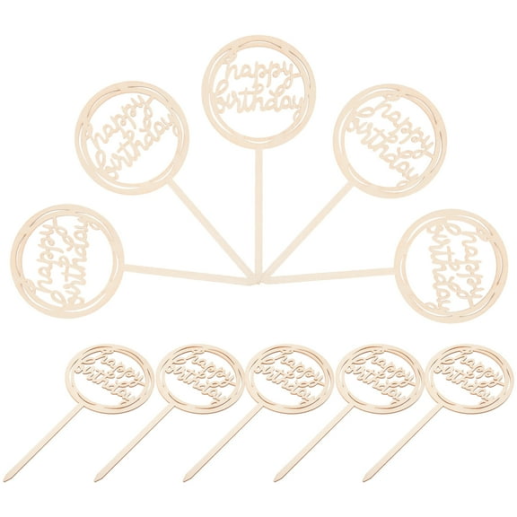 TEHAUX Cupcake Picks Wood 10Pcs 7.1x4.7in