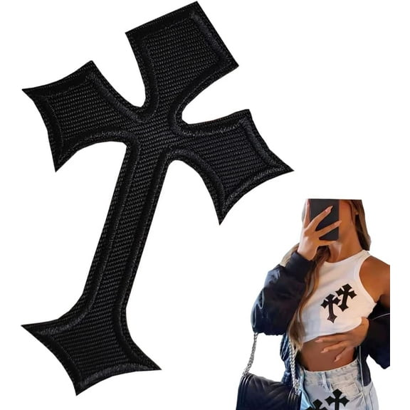 10 Pcs Cross Patch Cross Embroidered Applique Decorative Iron on Clothing Embroidered Patches Cross Medieval Gothic