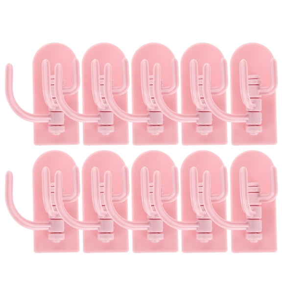OUNONA Pink ABS Wall Mount Hooks for Storage Multifunctional ThreeHook Design Durable and Spacesaving 10pcs