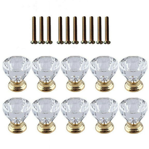 10 Pcs Crystal Glass Door Handle Diamond Dressing Table Knob