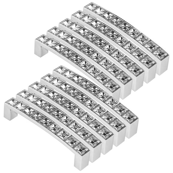 10 Pcs Crystal Rhinestone Cabinet Pulls, Modern Simple Style Cabinet Drawer Pulls, Silver Crystal Knobs, Acrylic Zinc Alloy Handles for Dressers and Cabinets
