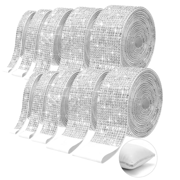 10 Pcs Crystal Rhinestone Ribbon, 35.4 in Self Adhesive Rhinestone Strips, Bling Rhinestone Ribbon Roll for DIY Crafts, Art Decoration, Clothes, Shoes, and Home Decor