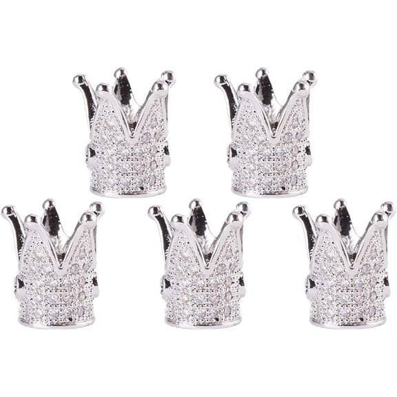 10 Pcs Cubic Zirconia Beads Platinum Micro Pave King Spacer Beads Bracelet Connector Charm Beads for DIY Jewelry Making Crafts DIY