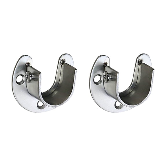 10 Pcs Curtain Rod Holder Bracket,U Shape Shower Rod Holder,Stainless Steel Closet Rod Holder,1.3 Inch Diameter Closet Rod Holders,Wardrobe Rod Bracket End Supports Sockets,(Silver,2.24x1.96 in)