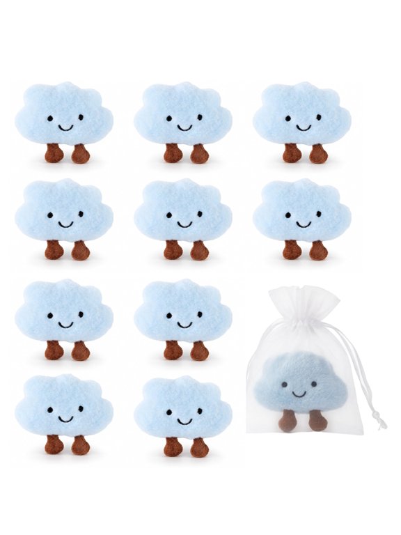 10 Pcs Cute Cloud Keychain Bulk Kawaii Plush Happy Cloud Stuffed Bag Charm Puffy Birthday Gifts Team Pack