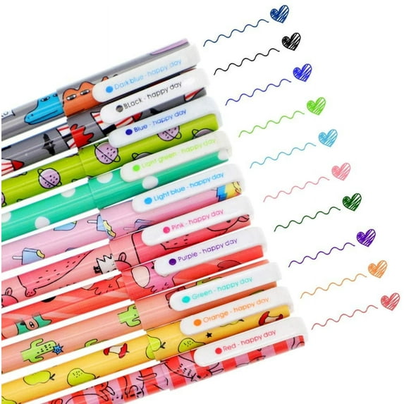 10 Pcs Cute Pens Kawaii Pens Fun Pens, 0.38mm colorful Writing Gel Ballpoint Pens, Korean Japanese Stationery Supplies for Teen Women Gifts (Forest)