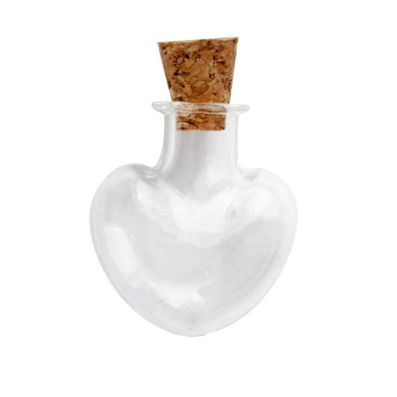 Clispeed 10Pcs Transparent Glass Wish Bottles with Cork and Wood Heart Shape