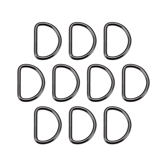 10 Pcs D Ring Buckle 1.6 Inch Metal Semi-Circular D-Ring Black for Hardware Bags Belts Craft DIY Accessories