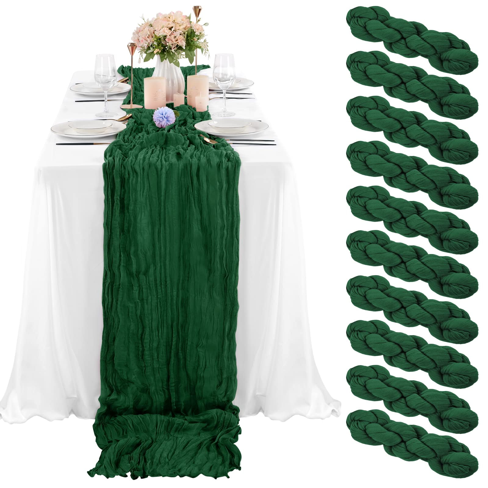 Ling's Moment 10Ft x 35 Wide Moss Green Gauze Semi-Sheer Table Runner  Cheesecloth Tablecloth for Wedding Party Bridal Shower Boho Table Decor… -  Yahoo Shopping