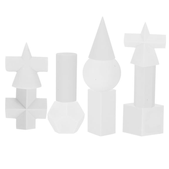 10 Pcs Decor Home Geometric Models Sketch Geometrical Sculpture Sketch Geometry Mini White Resin Office