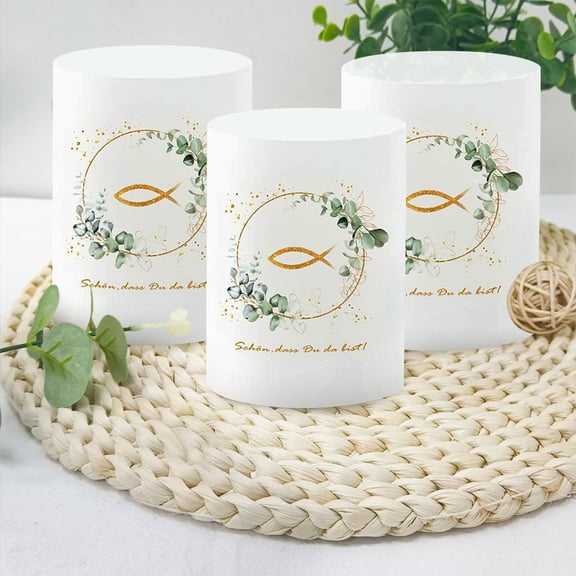 10 Pcs Decorative Candle Covers, Protective Sleeve for Pillar Candles, Elegant Table Decor for Baptism Ceremonies, Weddings, and Special Occasion Party SettingsWhite