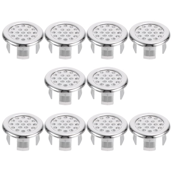 Raindrops Bathroom Sink Overflow Hole Cover with Mesh Design Silver Plastic for Wash Basin 10pcs