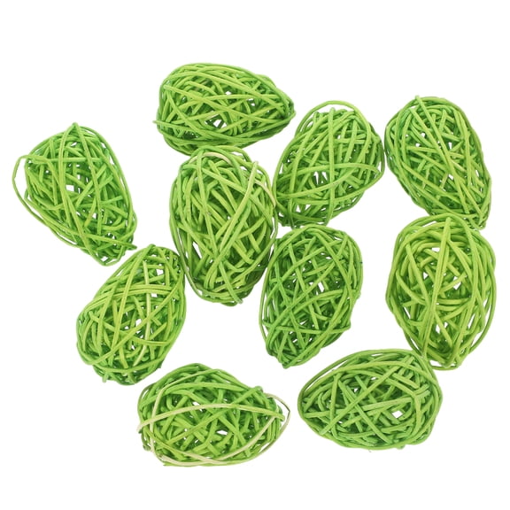 10 Pcs Artificial Rattan Easter Eggs Party Decorations for Kids Green Decorative Accents