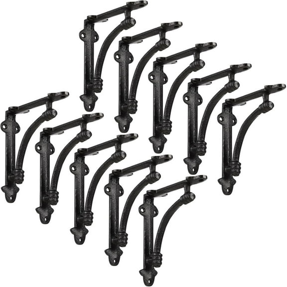 10 Pcs Decorative Shelf Brackets 5.5 Inch Cast Iron Half Round Open Shelf Metal Bracket Heavy Duty Black Farmhouse Wall Floating for DIY