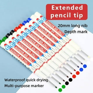 4x 20mm Long Head Markers Woodworking Waterproof Quick Dry Drill Hole  Multipurpose Long Nib Carpenter Pen for Glass Ceramic Bathroom 
