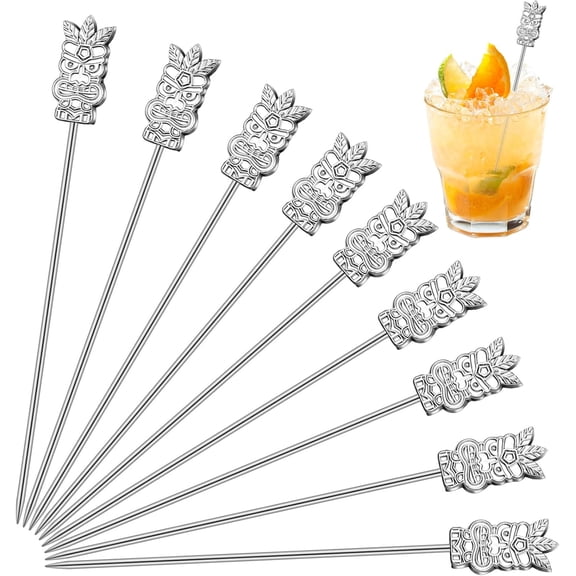 10 Pcs Derby Horse Racing Cocktail Picks Stainless Steel Tiki Martini Toothpicks Derby Swizzle Stick for Appetizers Food Fruit Beach Holiday Party Favors(Tiiki)