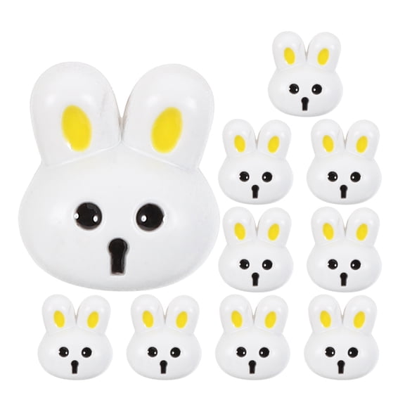 10 Pcs Desktop Decoration Rabbit Buttons Child 1.70X1.50X1.00CM White