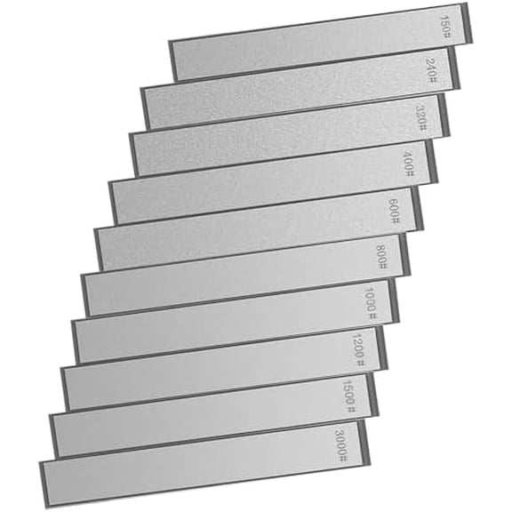 10 Pcs Diamond Sharpening Stone,150/240/320/400/600/800/1000/1200/1500/3000 Diamond Sharpening Stone with Non-Slip Base for Kitchen knife & Outdoor knife