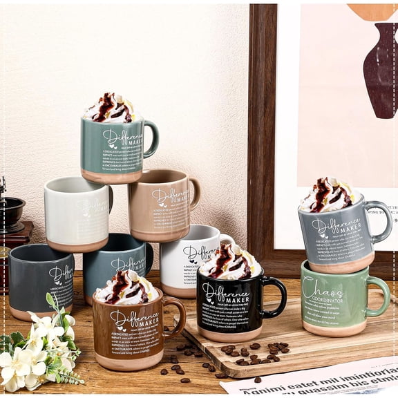 10 Pcs Difference Maker Appreciation Gifts Bulk Inspirational Ceramic Coffee Mugs 13 oz Thank You Mugs for Social Worker Doctor Nurse Teacher Assistant Coworkers Boss Leader, 10 Colors