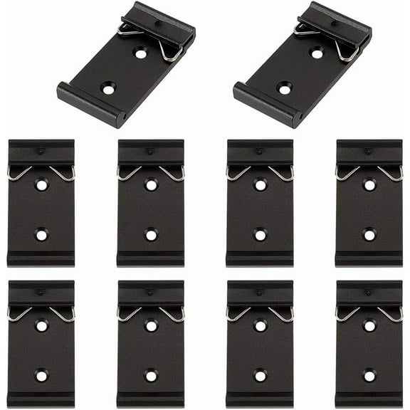 10 Pcs Din Rail Fixed Clamp 1.02 Inch Width Universal DIN Rail Mount Clip Snap Aluminium Alloy Din-Rail Mounting Brackets Solid State Relay Clip for Relay Mounting Metal Black