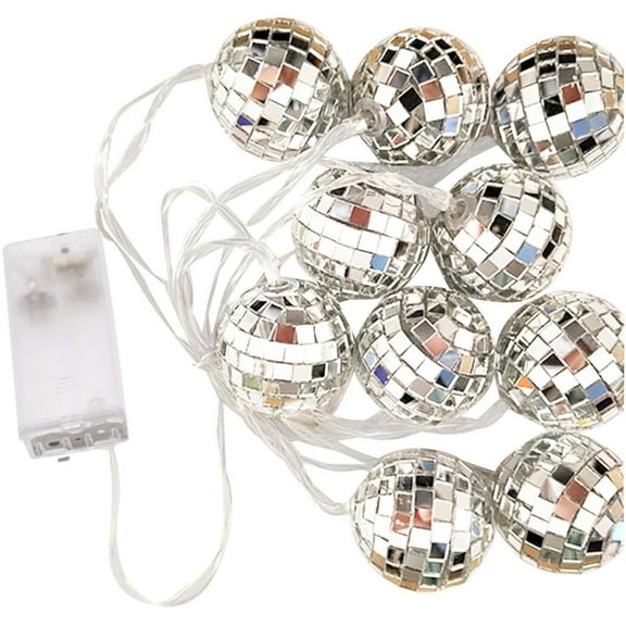 10 Pcs Disco Balls Decoration Mirror Disco Ball Assorted Silver Mini Glass,Reflective with Rope for 70s Wedding Dance Music